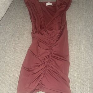 Elegant Ruched Burgundy Dress
